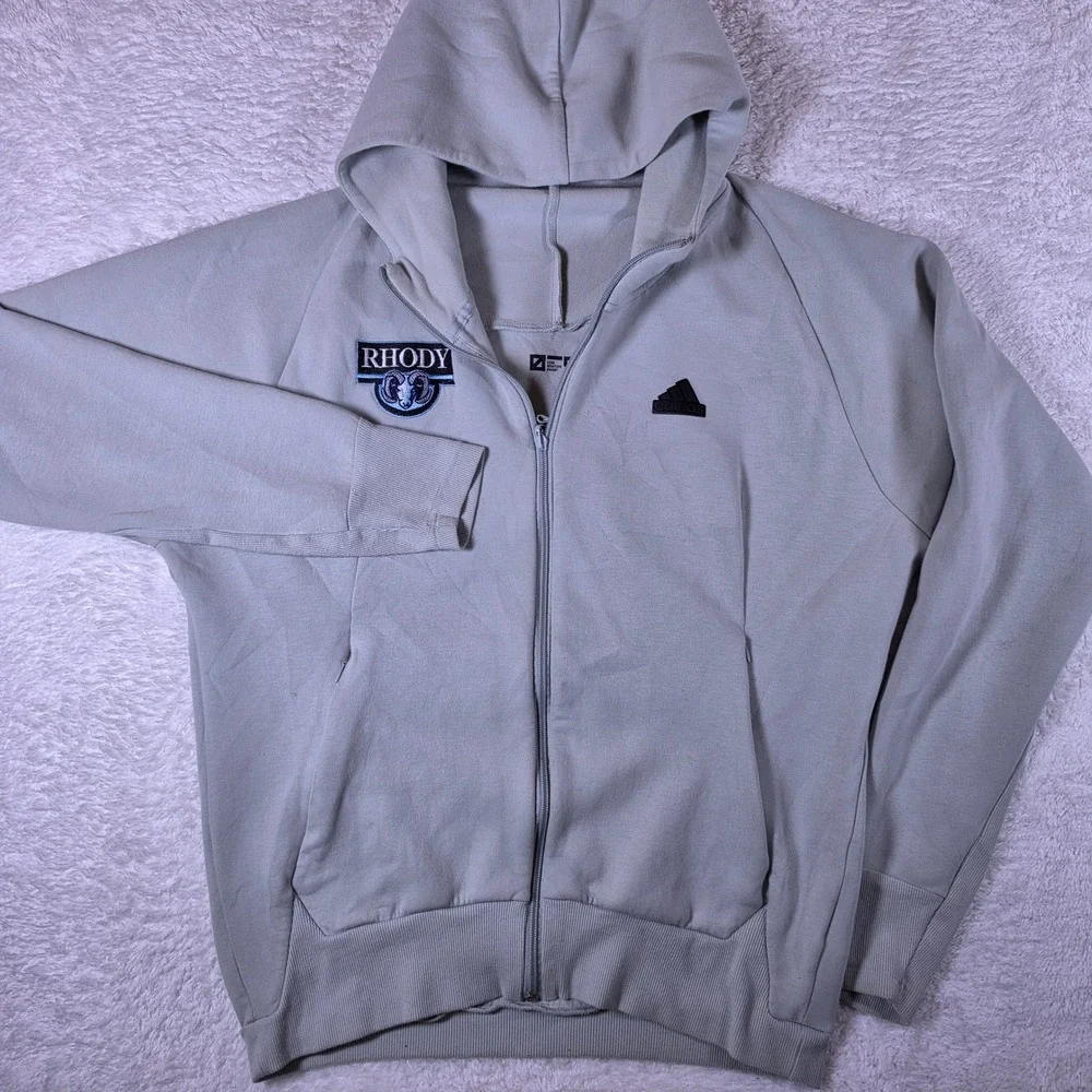 Adidas Rhode Island Rams Men M Black L/S Full Zip Hooded Jacket HA6366